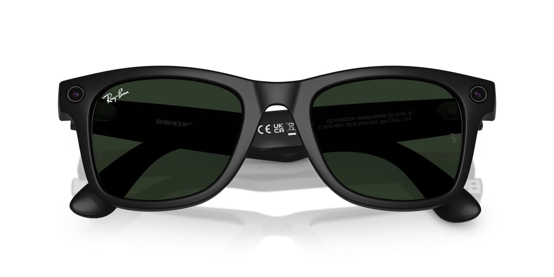 RAY BAN META 4008 WAYFARER LARGE MATTE BLACK TRANSITION GRAPHITE GREEN - Image 2